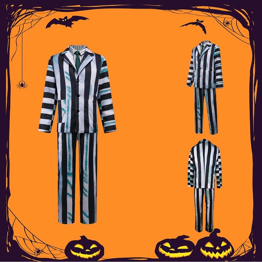 (NLA) 🛍️ NWT! Beetlejuice Halloween Suit Blazer, Pants, & Shirt Cosplay Costume - Picture 9 of 10